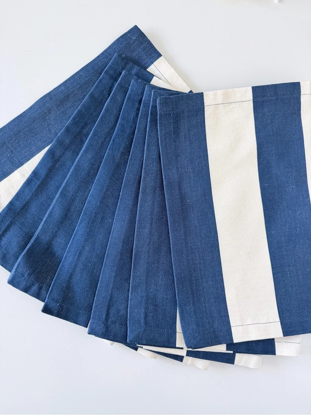 Crate & Barrel Olin Navy and White Striped Placemats Bundle of 7
